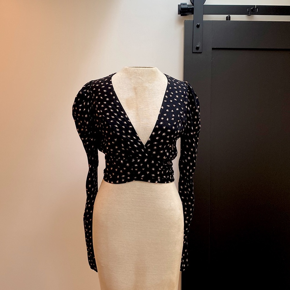 Sexy flora midriff wrap tie top